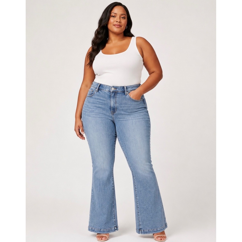 Torrid Bombshell Flare Jeans Women 18R Blue Valencia High Rise Premium Stretch